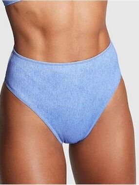 PINK Victoria's Secret Denim Blue high waisted cheeky Bikini Bottom